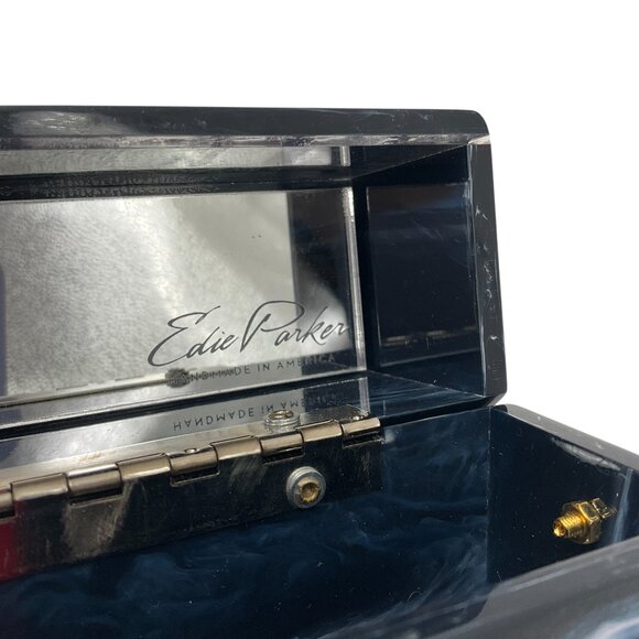 Edie Parker Navy Multi Small Trunk Vintage Stripe Acrylic Clutch - Picture 15 of 16